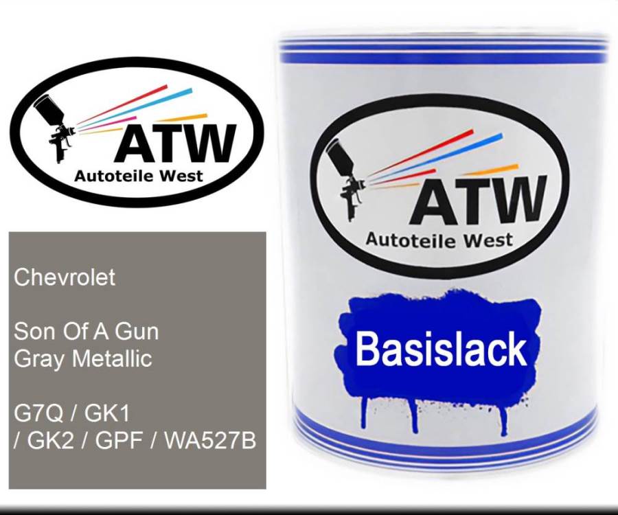 Chevrolet, Son Of A Gun Gray Metallic, G7Q / GK1 / GK2 / GPF / WA527B: 1L Lackdose, von ATW Autoteile West.